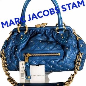 MARC JACOBS STAM BAG STARDUST Blue Studded w/Tags